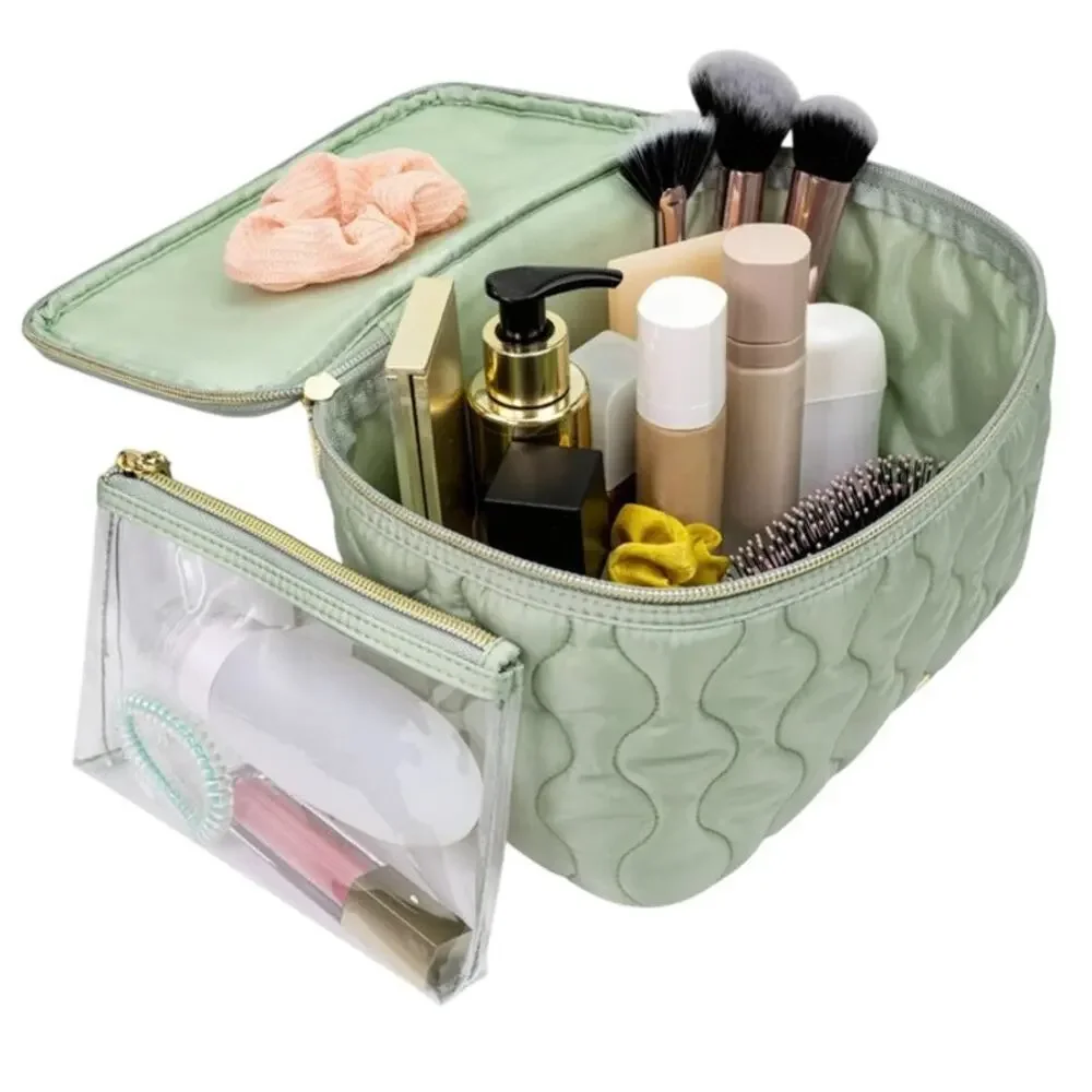 Conair Train Case Quilt 2 Piece Sage Green Cosmetic Bag